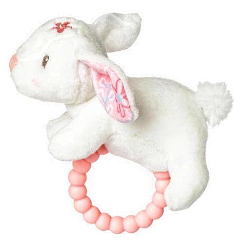 Mary Meyer Soft Baby Rattle with Soothing Teether Ring, 6-Inches, Bella Bunny