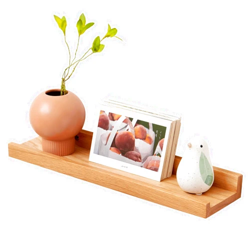 Sikflmi Oak Floating Shelves 16 Inch Wall Shelves for Decor and Storage, 4 Inch Deep Natural Solid Wood Shelf, Picture Ledge Shelf for Bedroom Bathroom Living Room KitchenLaundry Room