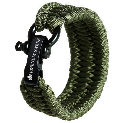 The Friendly Swede Trilobite Extra Thick Paracord Bracelet with Stainless Steel Black Bow Shackle, Survival Bracelets, Paracord Bracelets for Men - Adjustable Size