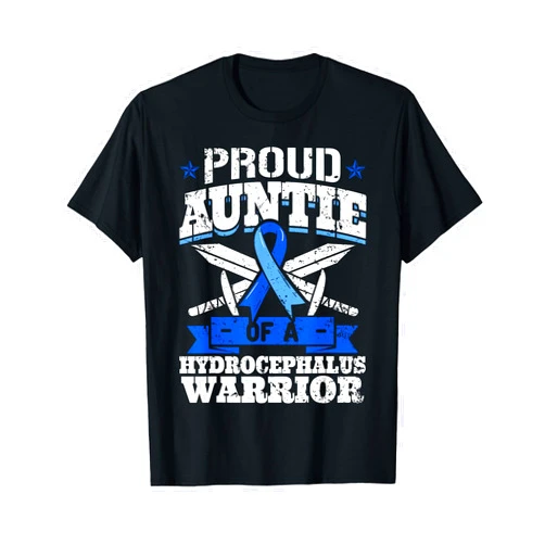 Hydrocephalus Awareness Auntie Proud Auntie Of A Hydrocephalus Warrior Awareness Ribbon T-Shirt