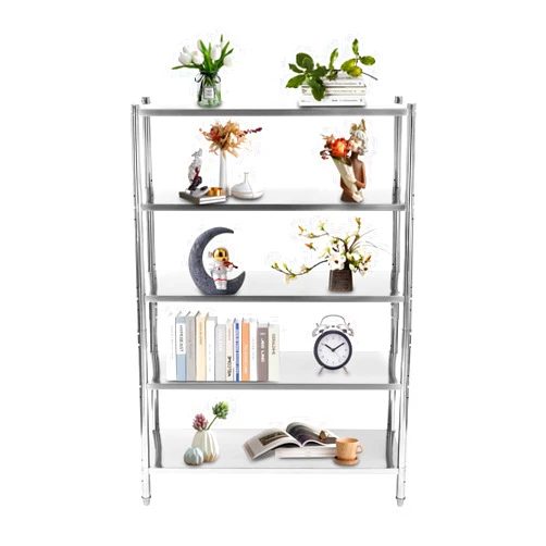 LIYUANJUN 5 Tier Stainless Steel Shelving, 47.2 x 17.7 x 70.9Inch Heavy Duty Shelving Each Layer Loading 132.2LBS Height Adjustable Rack Storage Shelves Shelf for Supermarket Office Garage Kitchen