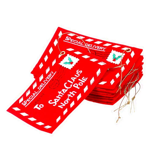 WINOMO 10pcs Letter Envelope to Santa Claus Christmas Candy Bag Xmas Tree Ornament Felt Embroidery Bag Santa Workshop Hanging Decorations Party supplies (Red)