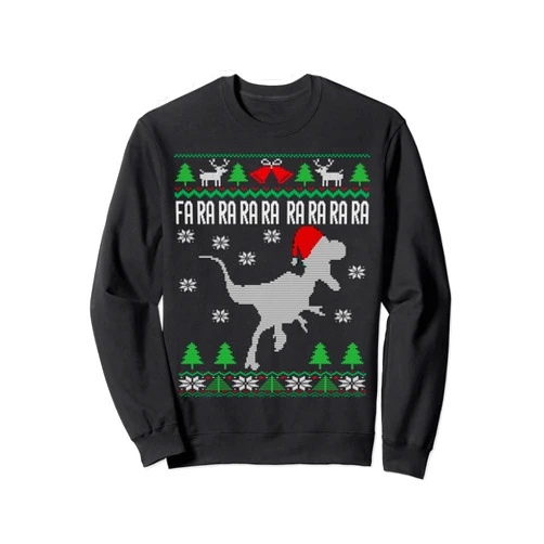Parabolic Christmas Raptor Santa Hat Velociraptor Dinosaur Lover Ugly Christmas Sweatshirt