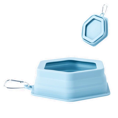 SLSON No Splash Dog Travel Bowls for Cars, Spill Proof Collapsible Dogs Water and Food Feeder Dispenser Integrated Molding Portable Cat Dish for Pet Vehicle Road Trips (Morandi Blue)