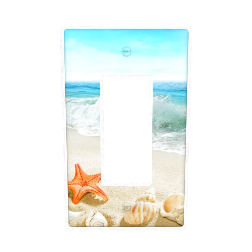 BoeshiBa One Gang Rocker Switch Plate Wall Plate Cover - Sea Shells And Starfish On The Ocean Beach