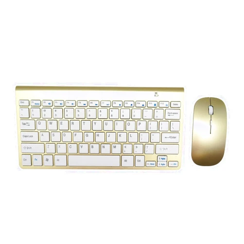 USonline911 Gold Mini Wireless Keyboard and Mouse Set Waterproof 2.4G for Mac Apple PC Computer
