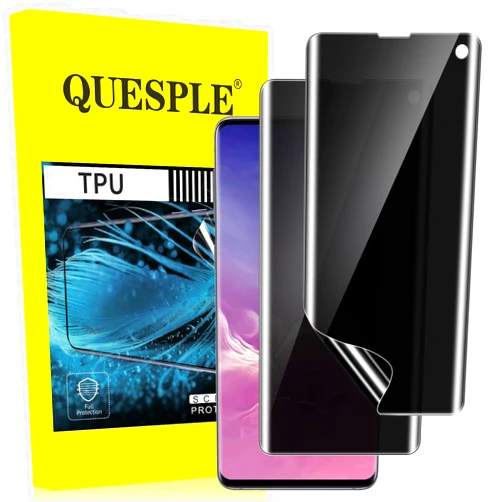 QUESPLE 2 Pack for Samsung Galaxy S10 TPU Privacy Screen Protector 6.1 inch[Not Glass], True 28° Anti-Spy, Fingerprint Unlock Support, High Sensitivity, Case Friendly