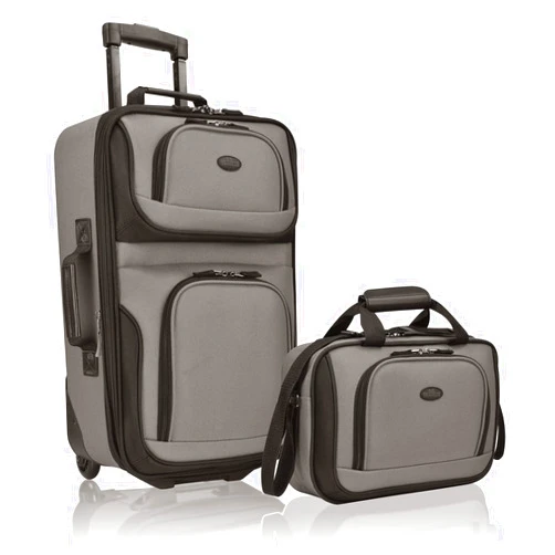 U.S. Traveler Rio Rugged Fabric Expandable Carry-on Luggage, Grey, Set