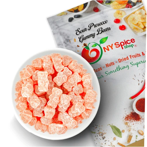 NY Spice Shop Prosecco Sour Gummy Bears Bulk - 1 Pound Gummies Bears Candy - Sour Gummies Fruit Snacks - Chewy Super Sour Candy - Flavor Gummy Candies - Gummi Bears Gift For All Occasions