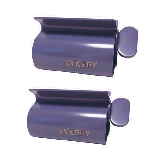 XYKEEY Toothpaste Tube Squeezer - Set of 2 Toothpaste Squeezer Rollers, Metal Toothpaste Tube Wringer Seat Holder Stand (Gray)