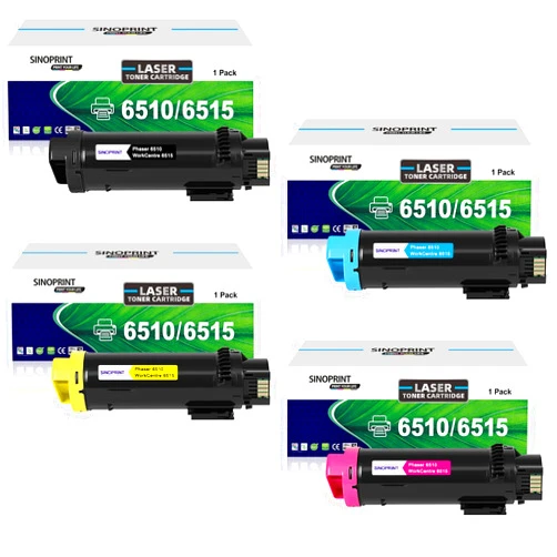SINOPRINT Remanufactured 6510 High Yield Toner Cartridge Replacement for Xerox 6515 106R03480 106R03690 106R03691 106R03692 for Phaser 6510N 6510DN 6510DNI Printer (1 Black 1 Cyan 1 Magenta 1 Yellow)