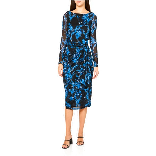Tommy Hilfiger Women's Side Tie Mesh Fully Lined Midi Dress