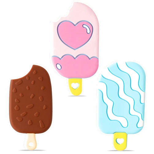 2ooya Summer Silicone Teether Toy for Babies - 2ooya 3Pcs Ice Cream BPA Free Food Grade Teething Sensory Toys Infant Toddler Soft Sore Gums Pain Teething Relief Chew Teether for Newborn 6-12 Months Birthday