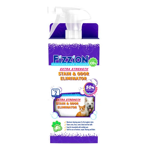 Fizzion Extra Strength Pet Stain and Odor Remover 23 Ounce Empty Spray Bottle with 2 Refills