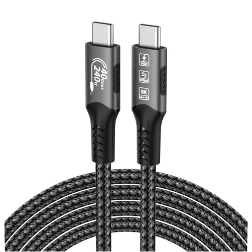 FDBRO USB 4 Cable [8K@60Hz Video/240W PD 3.1 Fast Charging/40Gbps Data Transfer] USB-C to USB-C Cable, Compatible with Thunderbolt 3/4, MacBook, SSD, Type-C Devices (Gray & Black, 6FT/1.8M)