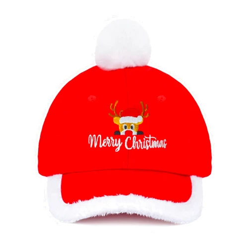 Heucapc Santa Hat Embroidered Believe Merry Christmas Baseball Hat with Pom Pom