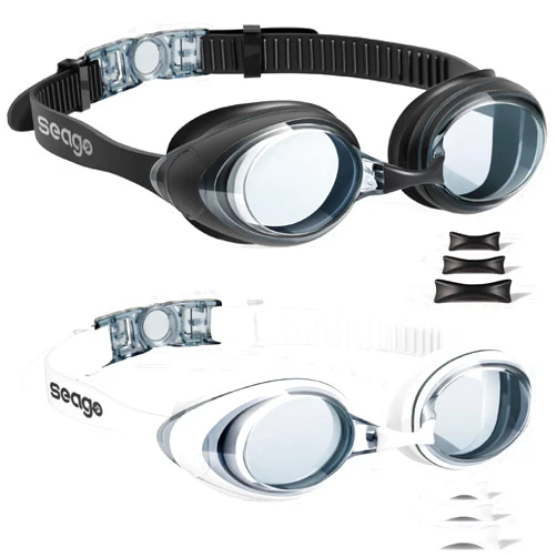 Seago Swimming Goggles 2 Pack Anti-fog Anti-UV Silicone Swim Goggles Adult Women Men