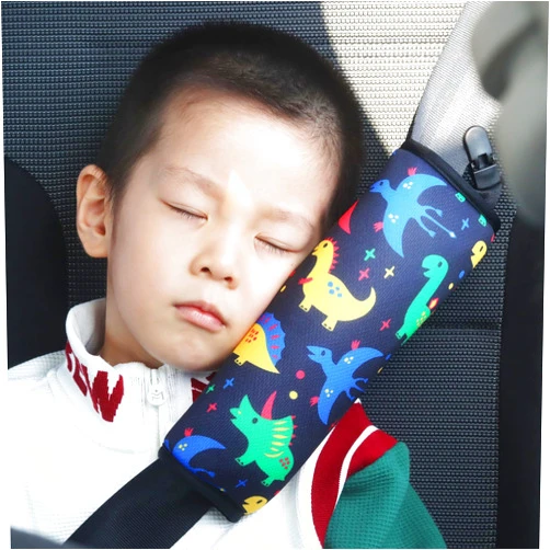 LoyaGour Car Seat Belt Pillow for Kids with Clips,Seat Strap Belt Covers Pad Cushion,Car Seatbelt Cover Pillows for Toddlers(Dinosaur Black)