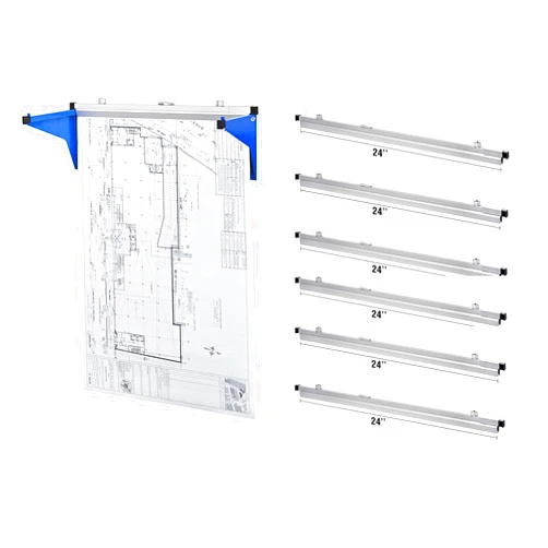 Adir Corp. Adir Wall Mount Blueprint Storage (Blue) & Adir Blueprint Clamp 24