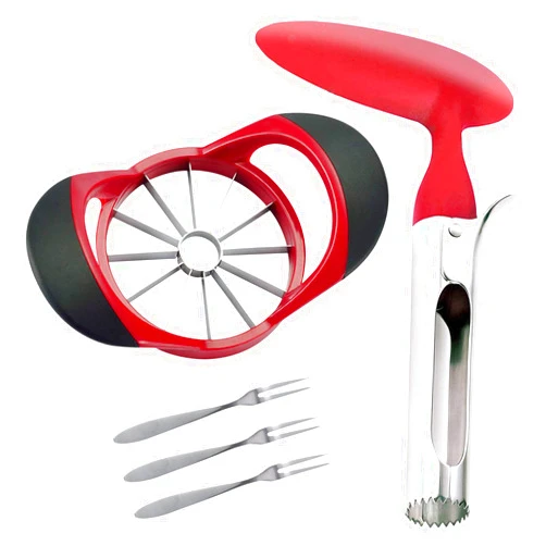 SINGARE Apple Cutter Slicer & Corer Kit, 12-Blade Apple Slicer Cutter, Apple Corer Apple Core Remover for Kitchen, Include 3 Premium Stainless Steel Fruit Forks