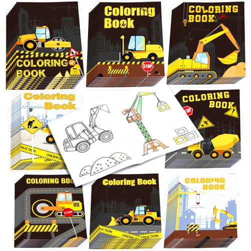 Honoson 48 Pieces Construction Trucks Coloring Book Construction Birthday Party Favors Construction Coloring Book Including Dump Trucks Diggers Cranes Tractors for Kids Home School Party Activity Supplies
