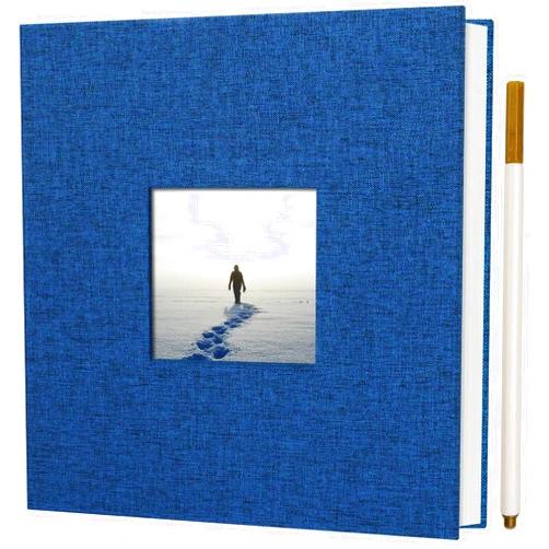 Yopih DIY Linen Scrapbook Photo Album with Self-Adhesive Pages for 4x6 and 2x3 Pictures, Featuring Picture Display Window and Metallic Pen - 20 Sheets/40 Pages