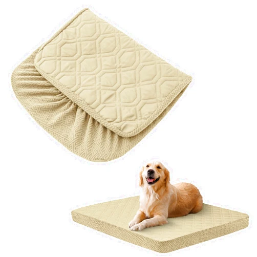 BOCTOPUG Dog Bed Covers Replacement Washable - Waterproof Dog Bed Covers Quilted, Water Absorbable Pet Puppy Bed Cover for Dog Cat, Cover Only 40Lx32Wx6H Inches Beige