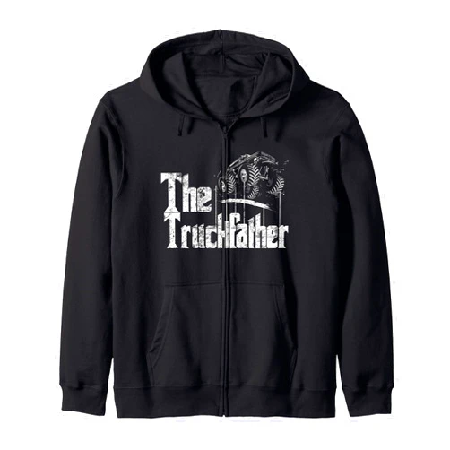 Funny and Unique Monster Truck Distressed Designs Monster Truck Jam Truckfather - Funny Dad Father UTE Pickup Zip Hoodie