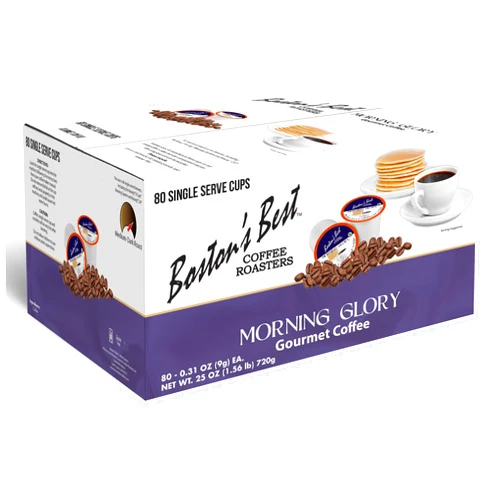 Bostons Best Boston’s Best Coffee - Morning Glory Blend, Delicious Medium Dark Roast Coffee, Gourmet Coffee Compatible with Keurig® Coffee Maker, 1 Count (80 Single Serve Cups)