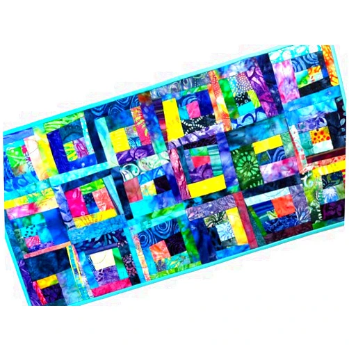 My Bit Of Wonder Colorful Quilted Batik Fabric Patchwork Table Runner