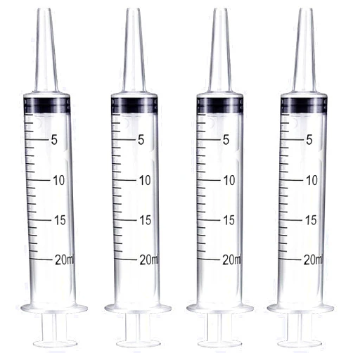 Foosi 20ml Plastic Syringe Without Needle for Liquid - Measuring Syringes with Caps , Separate Sterile Packaging , Pet Medicine Small Syringe for Cats and Dog - 20 ml 4Pack