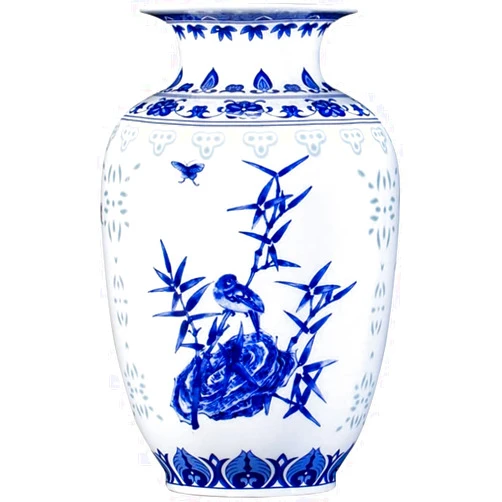 IcVantA Planter Pot Modern Blue and White Flower Vase Porcelain Chinese Vase China Ming Style Ceramic Decoration Artwork for Living Room Office Study-High: 24cm (High: 22.5cm)