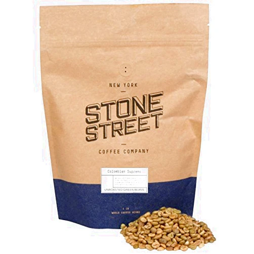 Stone Street Colombian Supremo Unroasted Green Raw Coffee Beans, 1 LB Bag, 100% Arabica Top Grade Extra Large