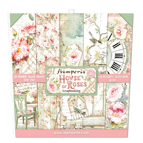 STAMPERIA INTERNATIONAL, KFT PAPER PAD 12X12 10PK HOUSE ROSE, 30.5 x 30.5 (12