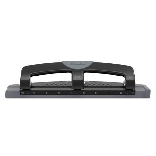 Swingline 3 Hole Punch, 12 Sheet Capacity Three Hole Puncher 3 Ring, Paper Punch, SmartTouch Low Effort, Alignment Guide, Black & Silver (74134)