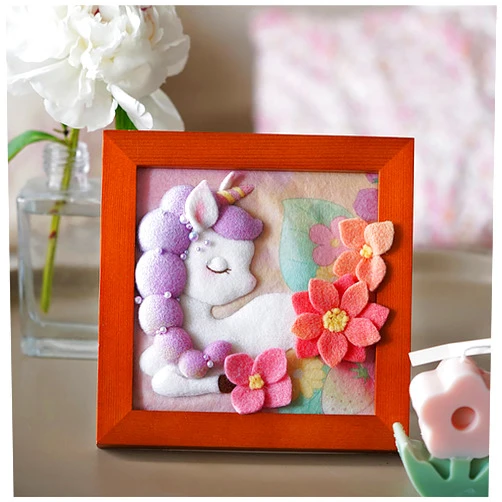 Y&ICrafts YICrafts Needle Felting Kit Unicorn Pattern Wall Hanging Picture with Raw Wool Roving, Felting Pad, Fabric, Needles, Picture Frame Wool Felting Supplies for Adults DIY, Beginners, Decoration