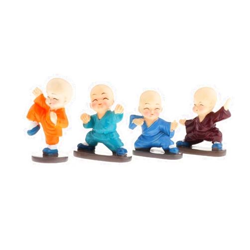Generic 4 Pcs Little Monk Statue Resin Buddha Ornament Little Monks Figurines Sculpture Collectibles Crafts Arts Ornaments for Wall, Desktop, Garden, Home, Office, Car Deshboard, Decoration (Kungfu Buddha)