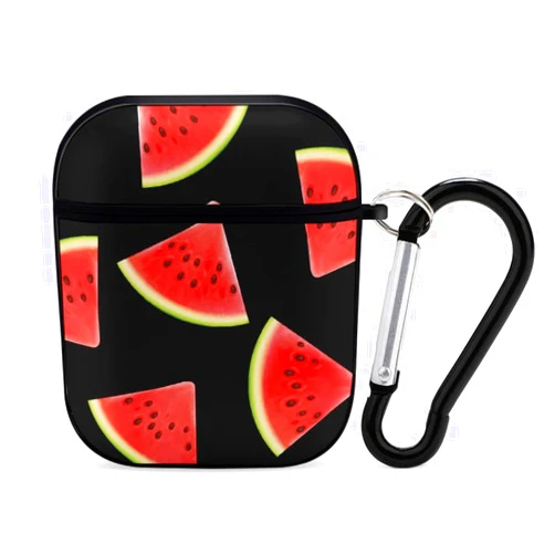 RIMENCH Compatible with Airpods Case Designed for Apple AirPods 2 & 1 Full Protective Case Cover with Keychain Cute Girls Men Durable Shockproof Anti Lost Case for Airpods Charging Case (Black Red Watermelon)