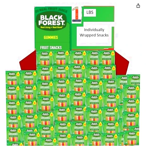 Maryse's Place 1 lb Pouches Of Black Forest Organic Gummy Bears - Soft & Chewy Gift Snacks for Kids & Grown Up - 0.8 oz Fun Size (Individually Bagged for Stocking Stuffers, Easter Eggs or Party Favors)- Bulk Candy By Maryse's Place (1lbs). Made In Usa With Real Fruits Juice (1, Pounds)