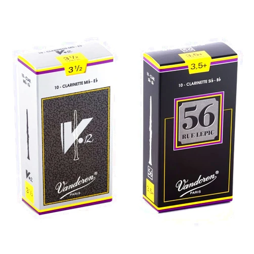 Vandoren CR6135 Eb Clarinet V.12 Reeds Strength 3.5; Box of 10 and Vandoren 56 Rue Lepic Bb Clarinet Reeds #3.5+, Box of 10