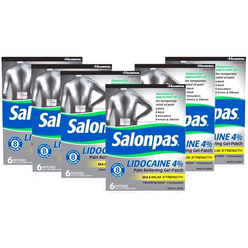 Salonpas LIDOCAINE Special 6 PACK Pain Relieving Maximum Strength Gel Patch!