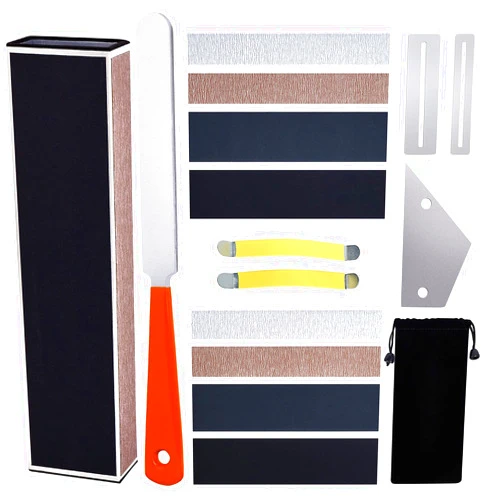 Meideal Guitar Luthier Tool Set Including Guitar Fret Crowning File, Fret Leveling Beam Sanding Leveler Beam, Fret Rocker, Fingerboard Guards, String Spreaders and Replacement Sanding Papers for Guitar Bass