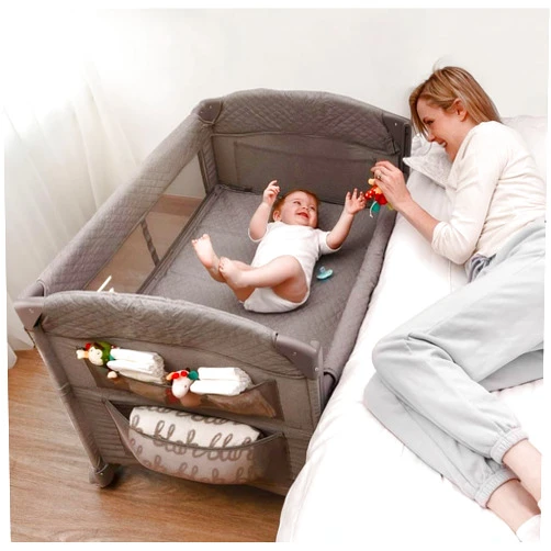 babywombworld Baby Bassinet Bedside Sleeper Crib: Premium Newborn to Toddler Soft Material Bed with Storage and Wheels