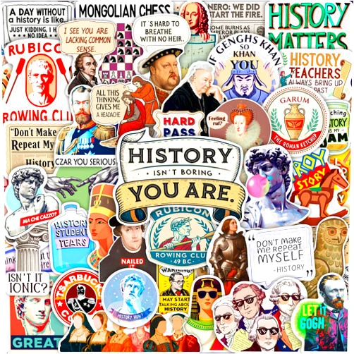 BulbaCraft 100Pcs History Stickers - History Gifts, Party Supplies - Vinyl Laptop Stickers Waterproof - Gift for Women & Men