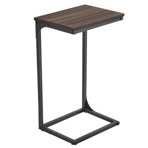 VASAGLE C-Shaped End Table, Side Table for Sofa, Couch Table with Metal Frame, Small TV Tray Table for Living Room, Bedroom, Chestnut Brown and Black