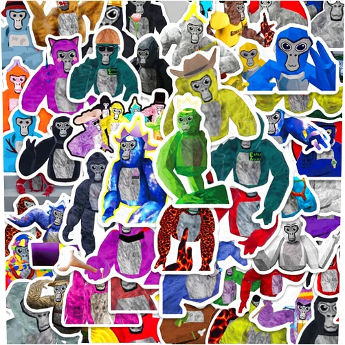 CHVISO 60ppcs Cool Gorilla Tag Game Stickers for Teen Computer,Funny Lovely Anime Vinyl Waterproof Stickers for Water Bottel Laptop Journal Guitar Travel Case