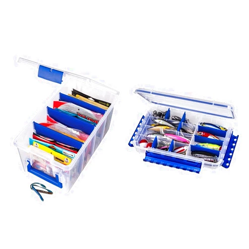 Flambeau Outdoors 4510 Super Half Satchel Soft Bait Organizer 15x8x6.25-Inch Ultimate Waterproof Tuff Tainer Fishing Tackle Tray Box (Includes Zerust Dividers)