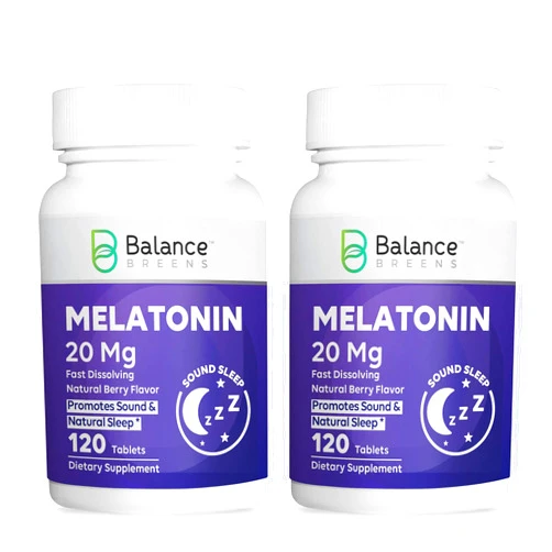 Balance Breens Melatonin 20mg Supplement - Promotes Natural Sleep, Helps You Fall Asleep Faster, Stay Asleep Longer - 120 Fast Dissolving Natural Berry Flavour Tablets - Gluten-Free, Non-GMO