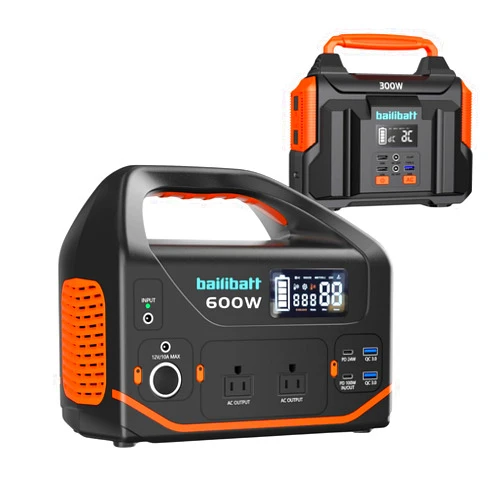 Bailibatt Portable Power Station Bundle 600W and 300W Generators for Home, Camping, and Emergency Use
