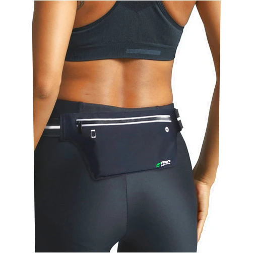 Fitter's Niche UltraSlim Fanny Waist Pack – Water Resistant Bag, Reflective Elastic Belt – Fit 24 to 43inch Waists, Holds Phones up to 6.7inch – Ideal for Indoor & Outdoor Workouts, Exercises & Trips